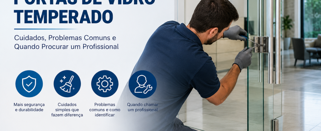 Manutenção de Portas de Vidro Temperado: Cuidados, Problemas Comuns e Quando Procurar um Profissional